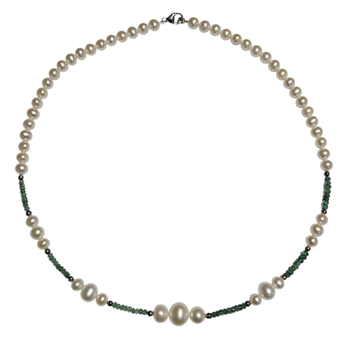 Sterling Pearl and Green Aventurine Necklace