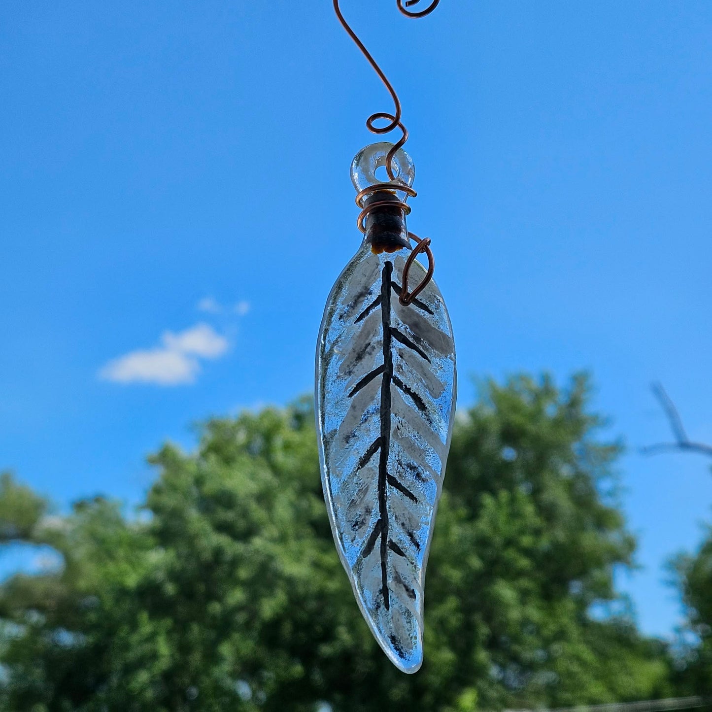 Fused Glass Feather Suncatcher