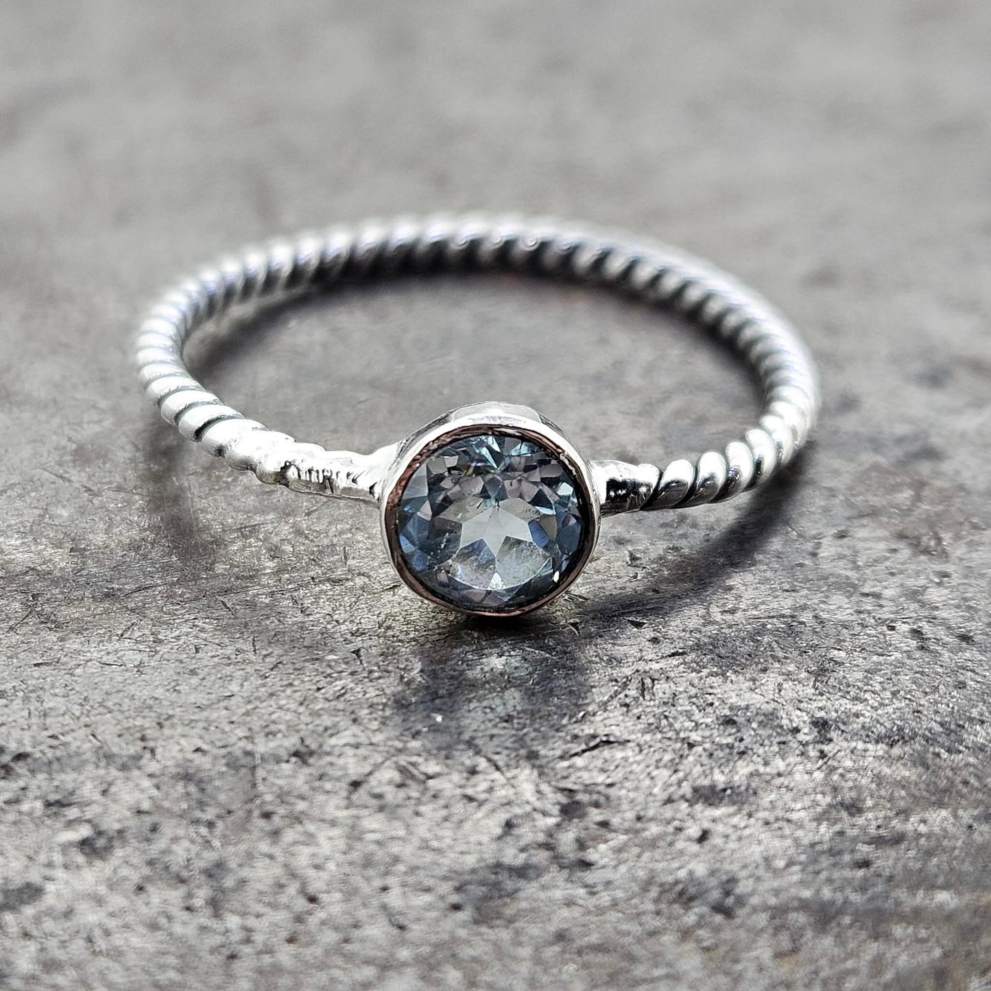 Bezel Set Gemstone Ring with Braided Band