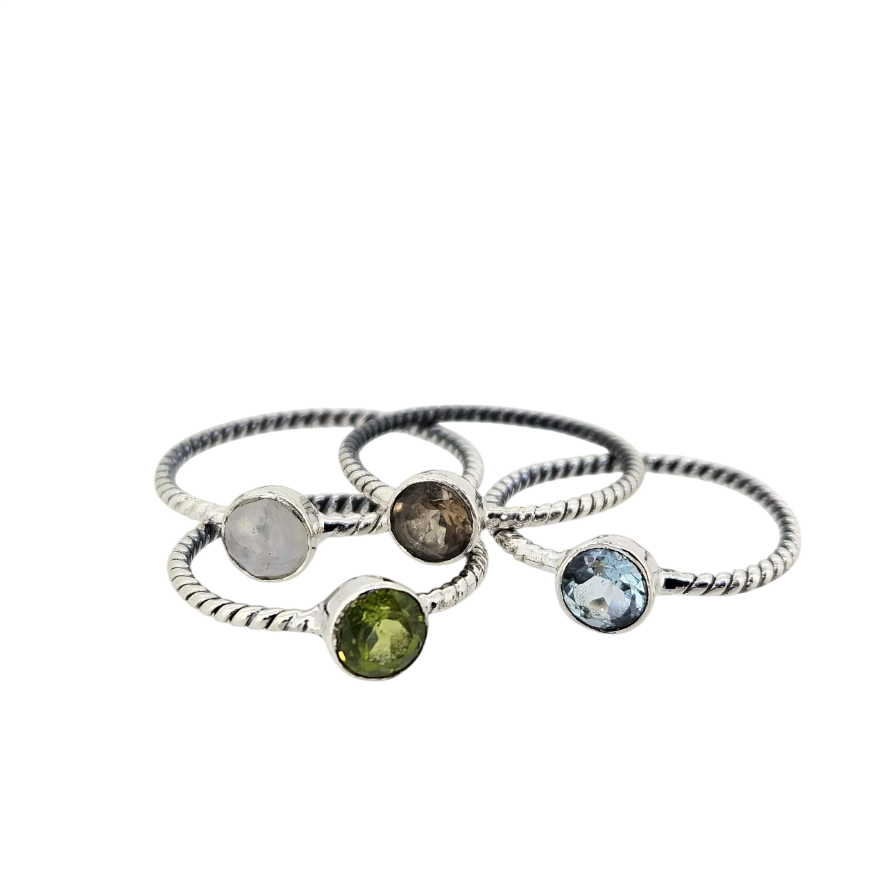 Bezel Set Gemstone Ring with Braided Band