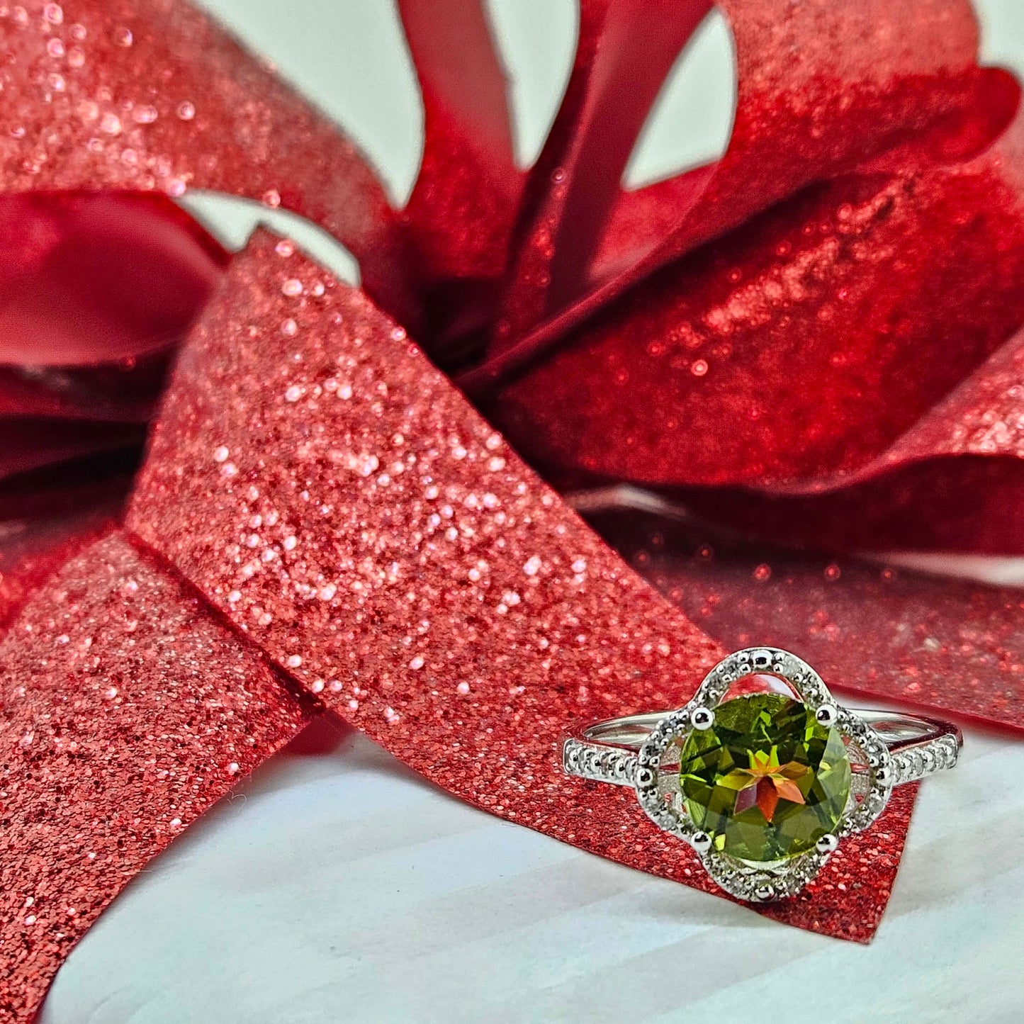 14k Peridot and Diamond Ring