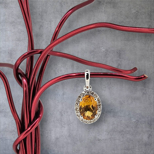 Citrine and Diamond Halo Pendant *Pendant Only*