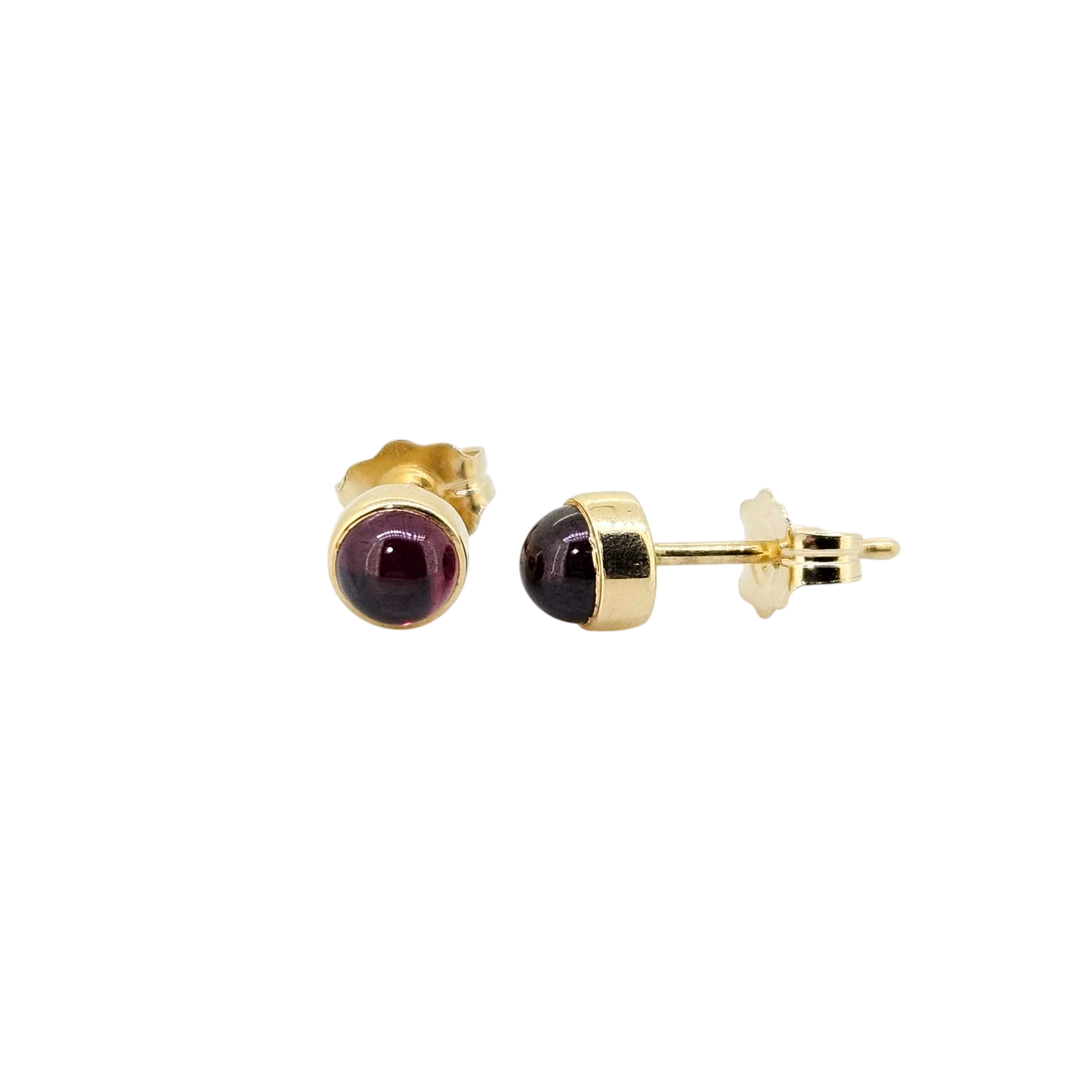 14k Bezel Set Rhodolite Garnet Studs