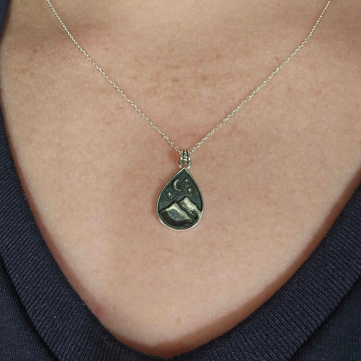 Sterling Mountains and Moon Necklace