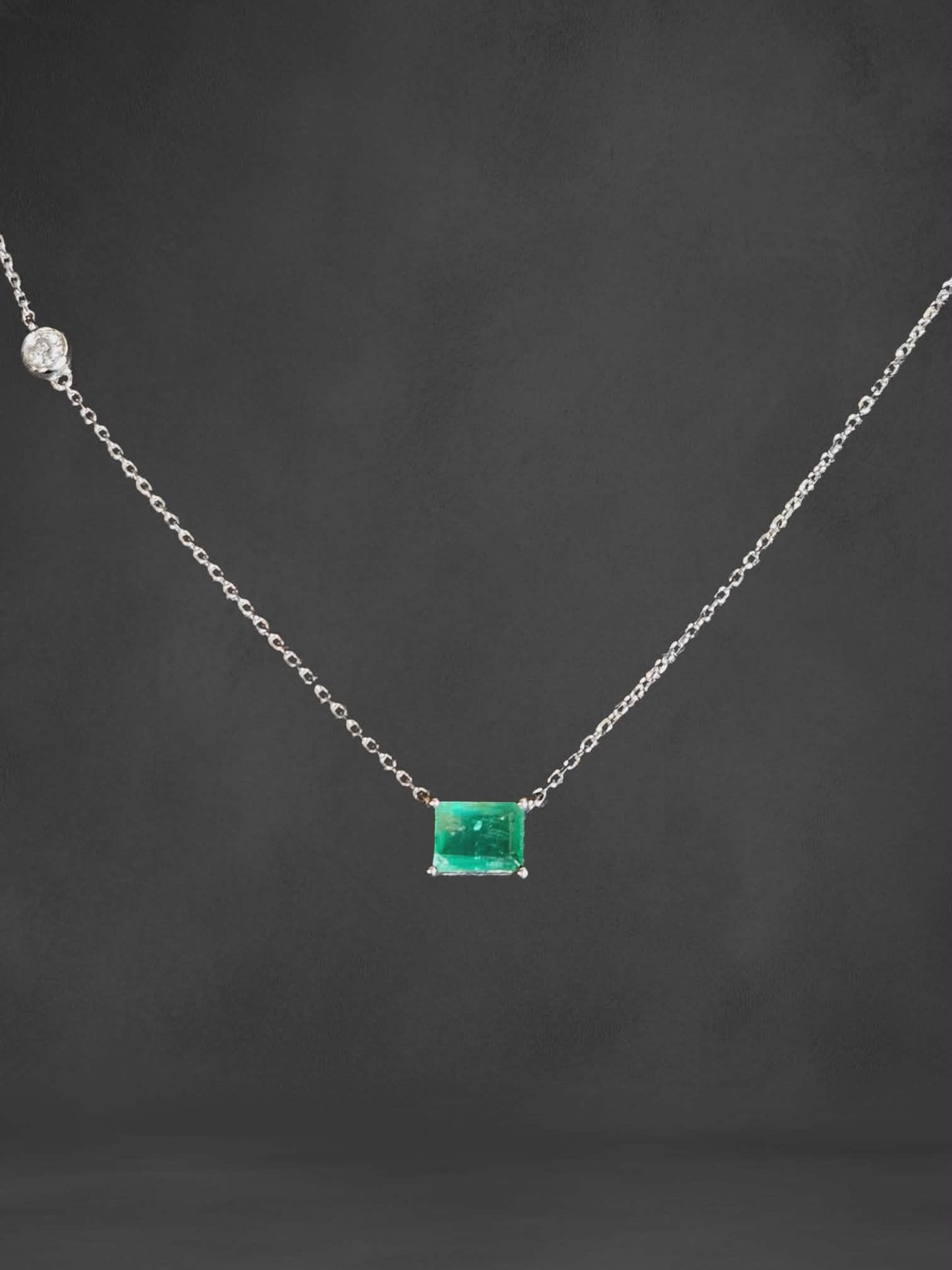 16-20" Emerald cut Emerald and Diamond Necklace