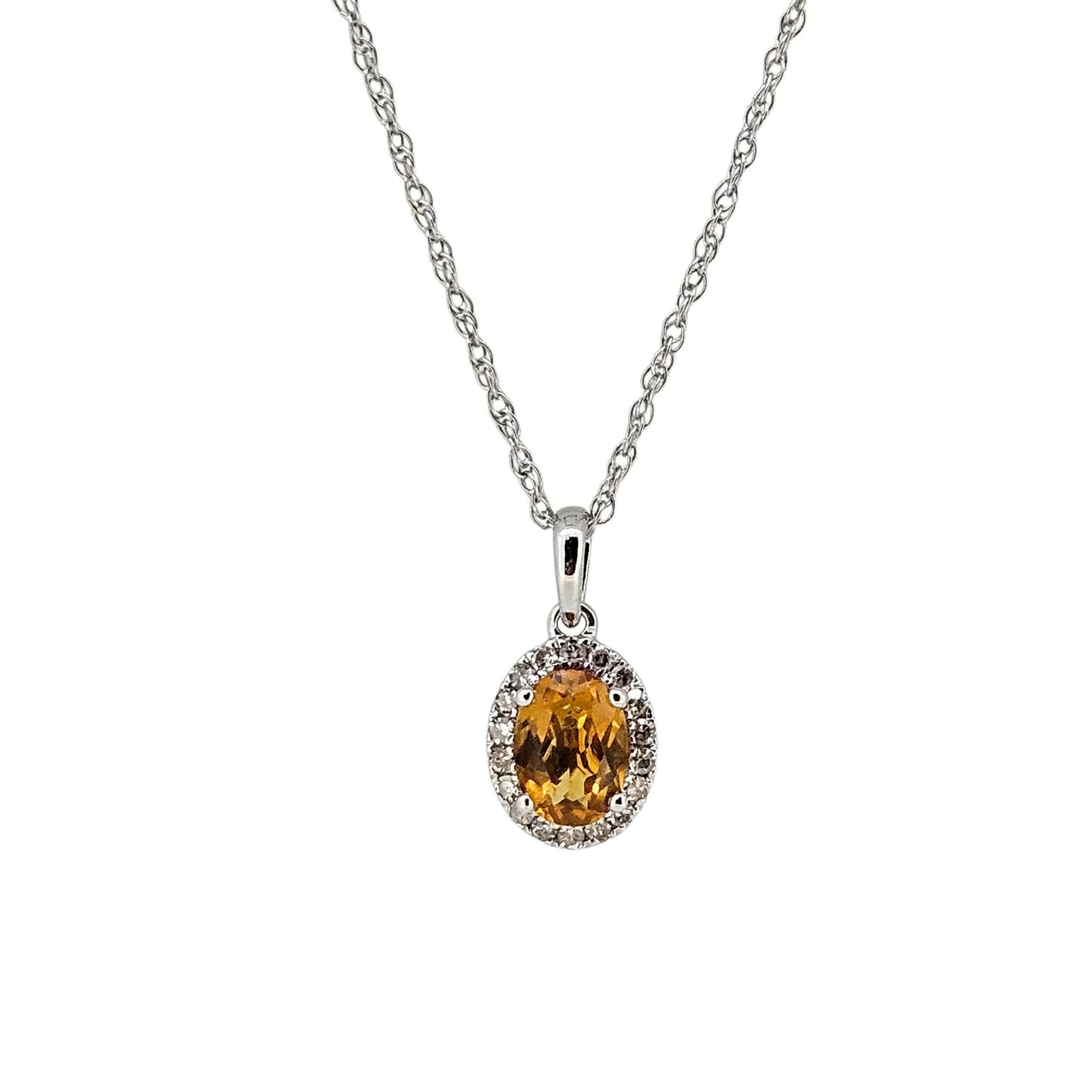 Citrine and Diamond Halo Pendant *Pendant Only*