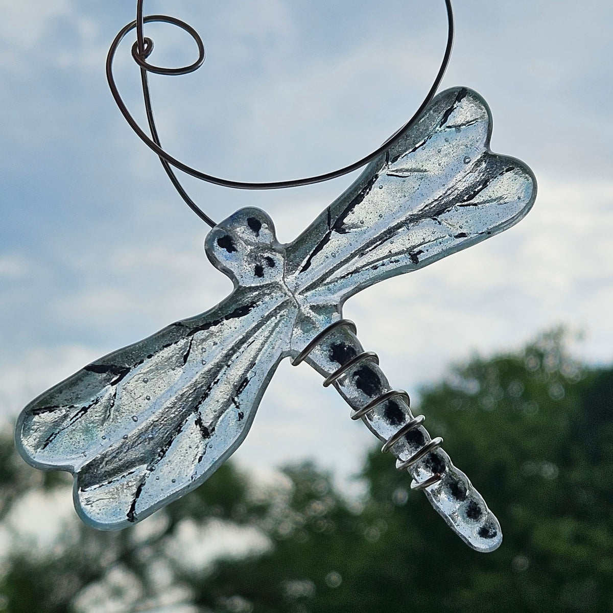 Handmade Fused Glass Dragonfly Suncatcher