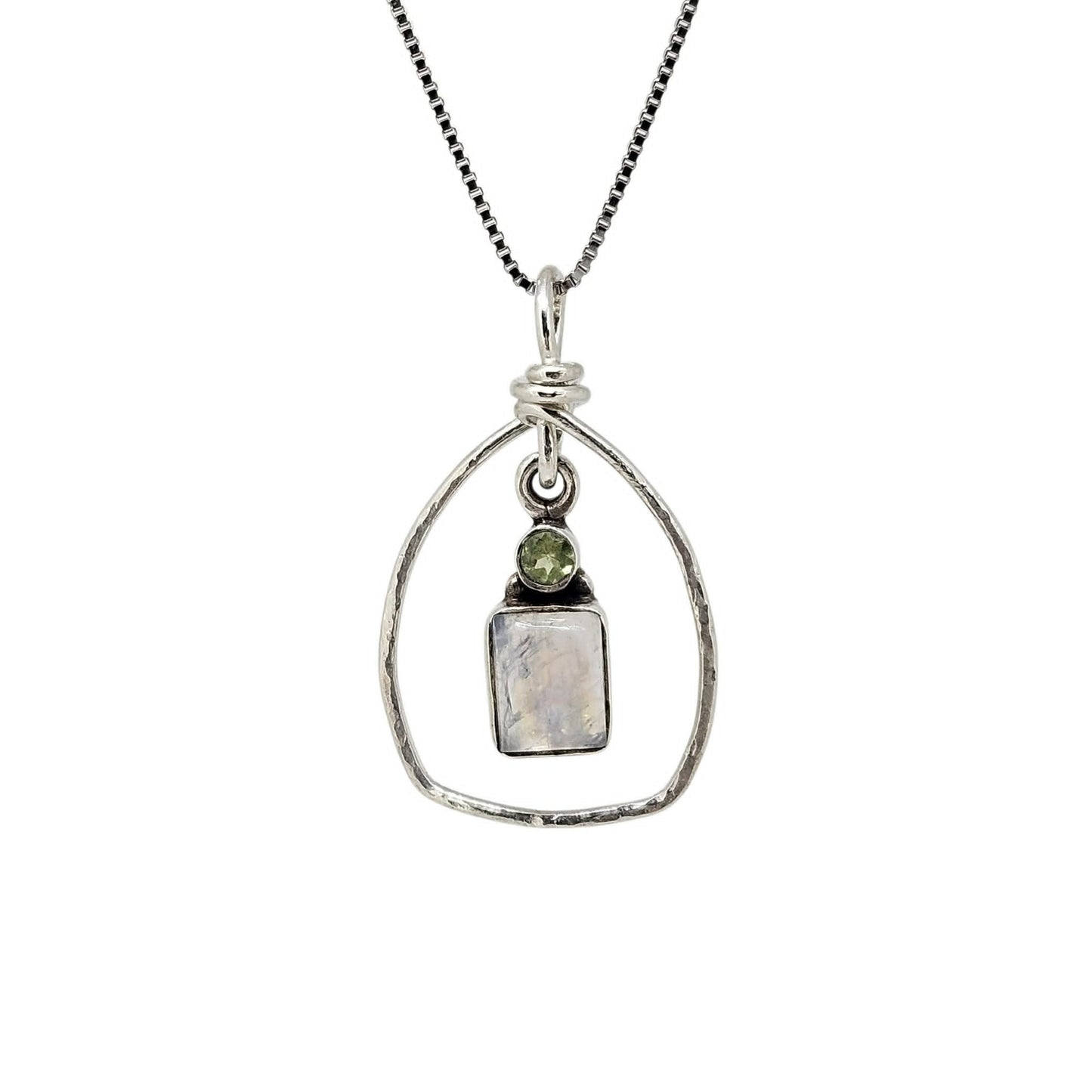 Sterling Moonstone and Peridot Necklace