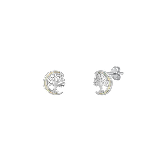 Moon and Tree Stud Earrings