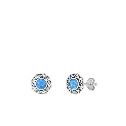 Silver Lab Opal Stud Earrings