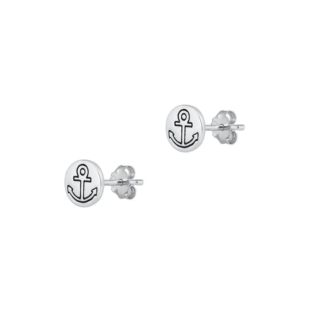 Sterling Anchor Stud Earrings