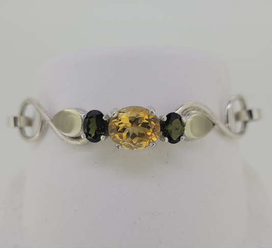 Handmade Citrine and Green Tourmaline Bracelet
