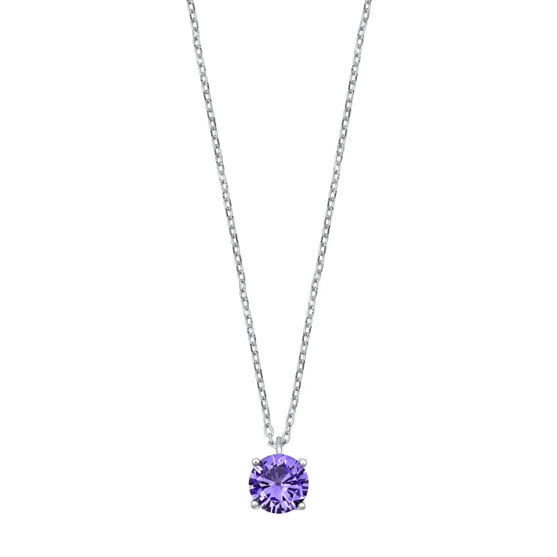 Sterling Silver Purple Cubic Zirconia Necklace