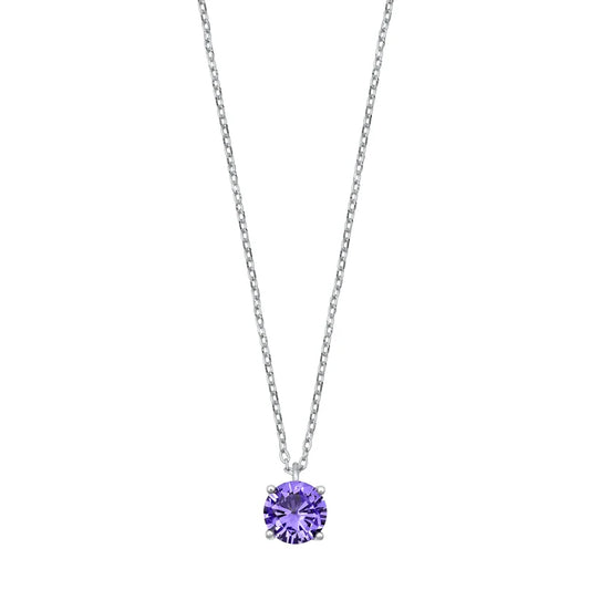 Sterling Silver Purple Cubic Zirconia Necklace