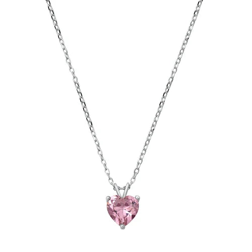 Sterling Silver Cubic Zirconia Heart Necklace