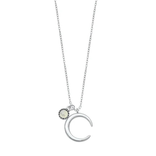 Sterling Silver Moonstone and Moon Necklace