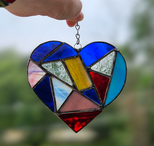 Stained Glass Mosaic Heart Suncatcher
