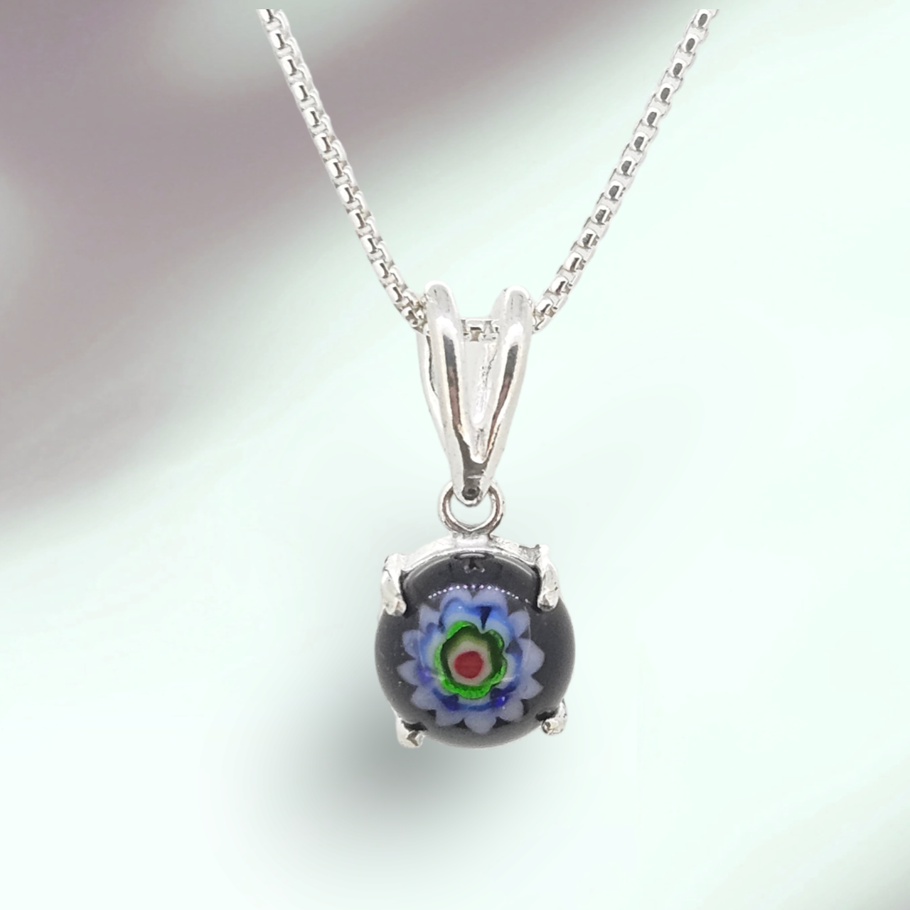 Fused Glass Flower Style Necklace