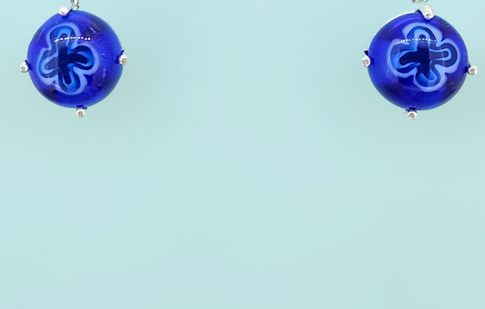 Blue Fused Glass Stud Earrings