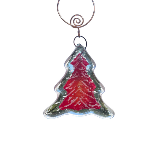 Fused Glass Christmas Tree Ornament