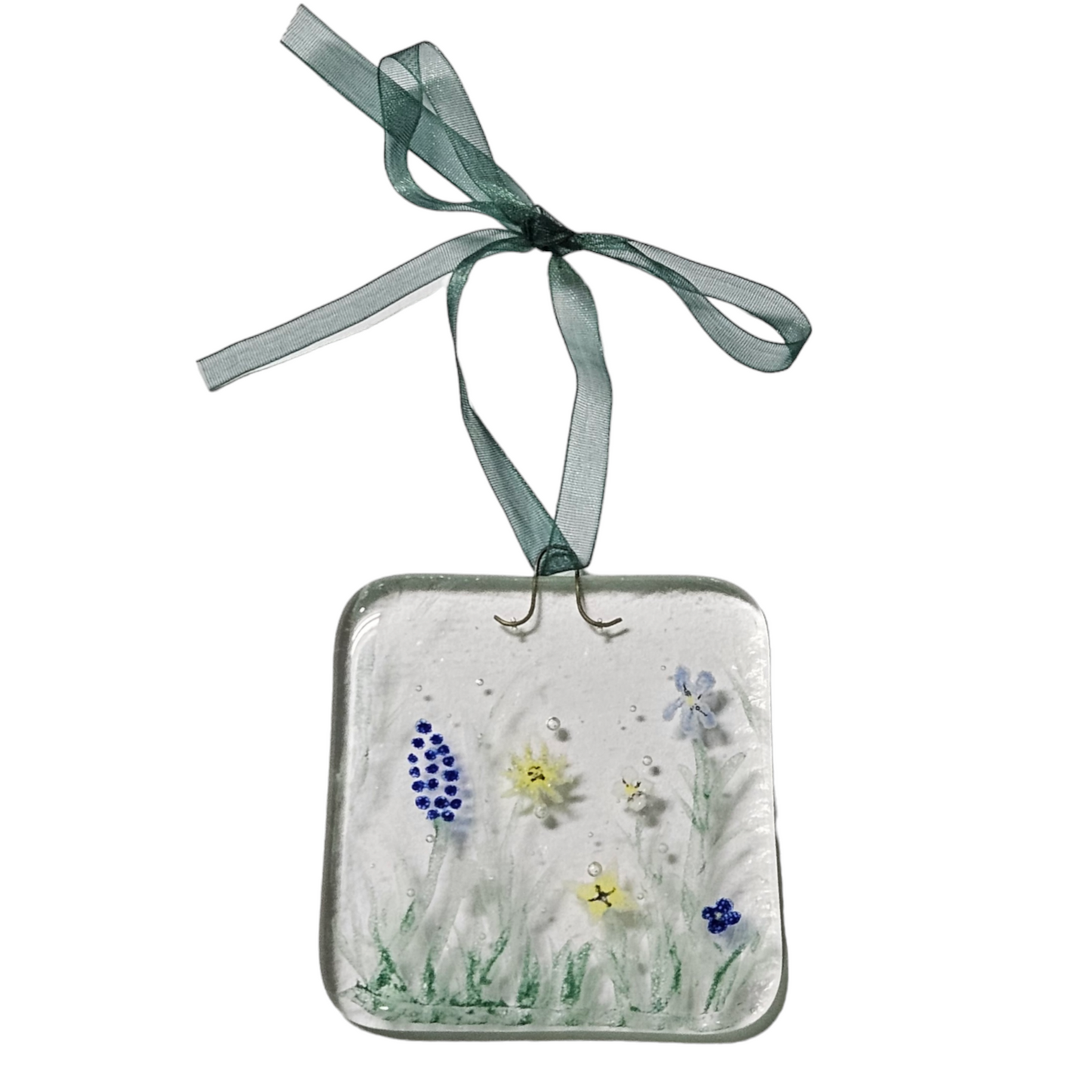 Fused Glass Floral Painted Ornament