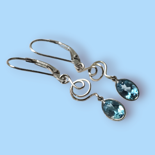 14k Handmade Blue Topaz Earrings