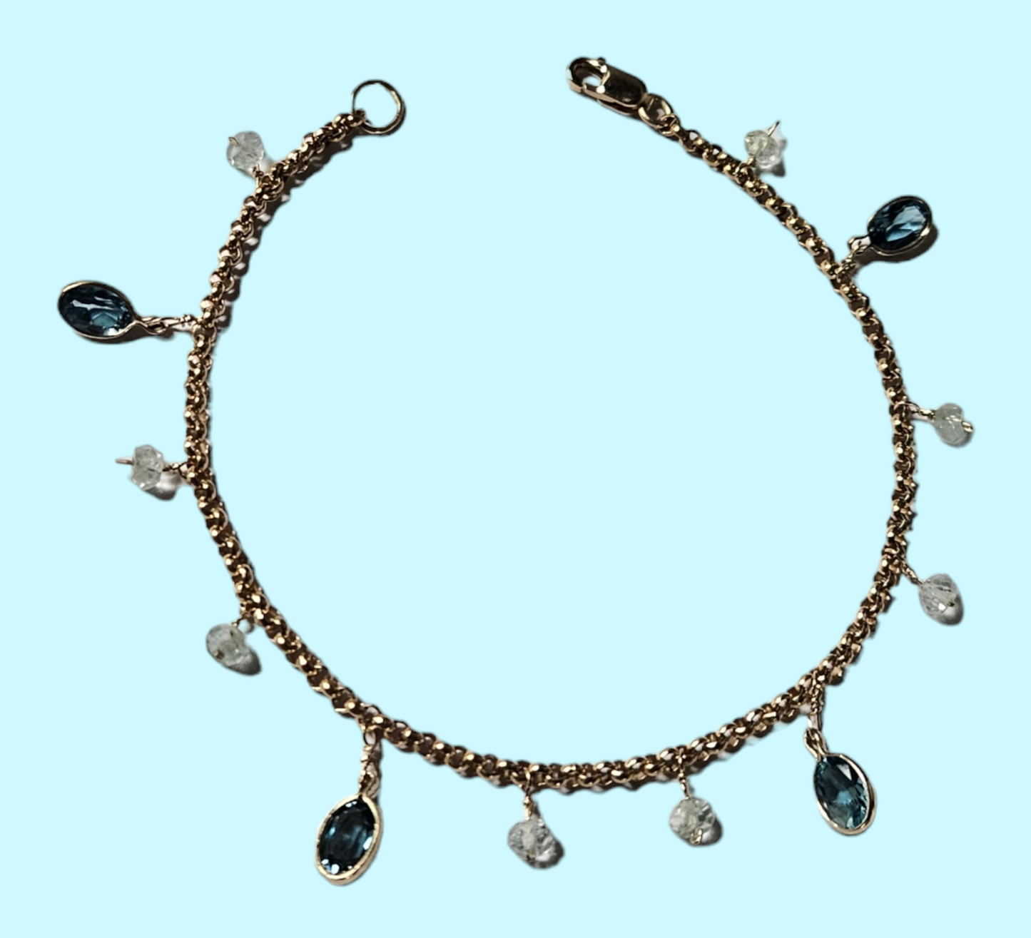 Handmade 14k Blue Topaz Bracelet