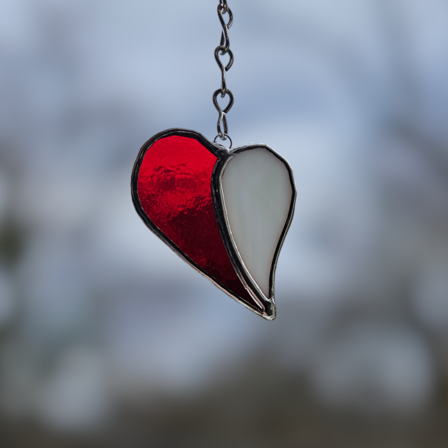 Red/White Stained Glass Heart Suncatcher
