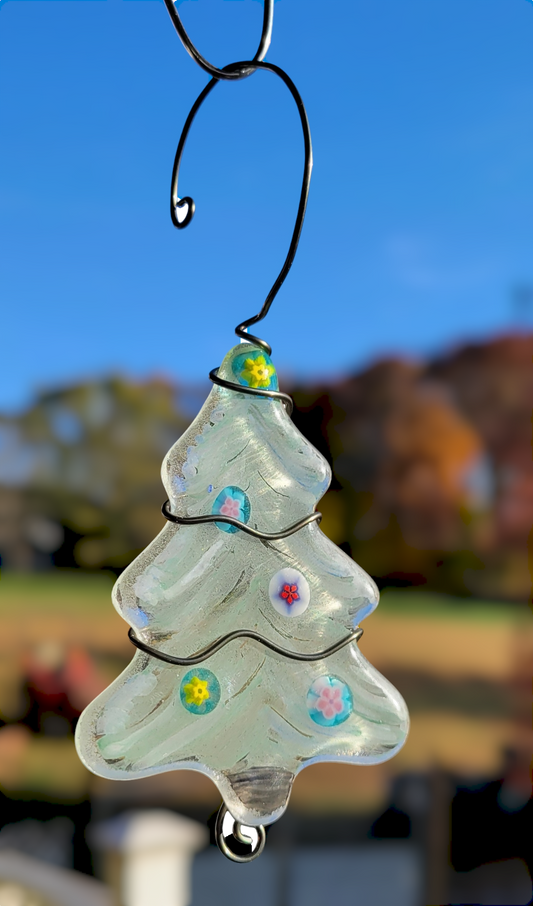 Fused Glass Christmas Tree Ornament, Suncatcher