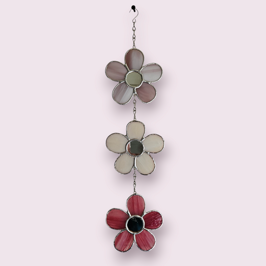 Three Flower Stained Glass Suncatcher