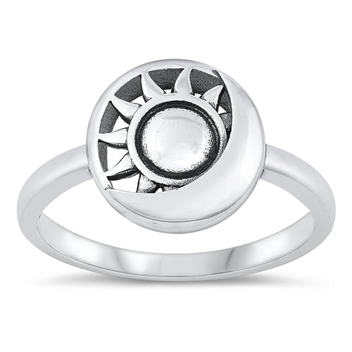 Sterling Sun and Moon Ring