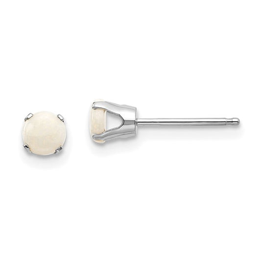 4mm 14k White Gold Opal Studs