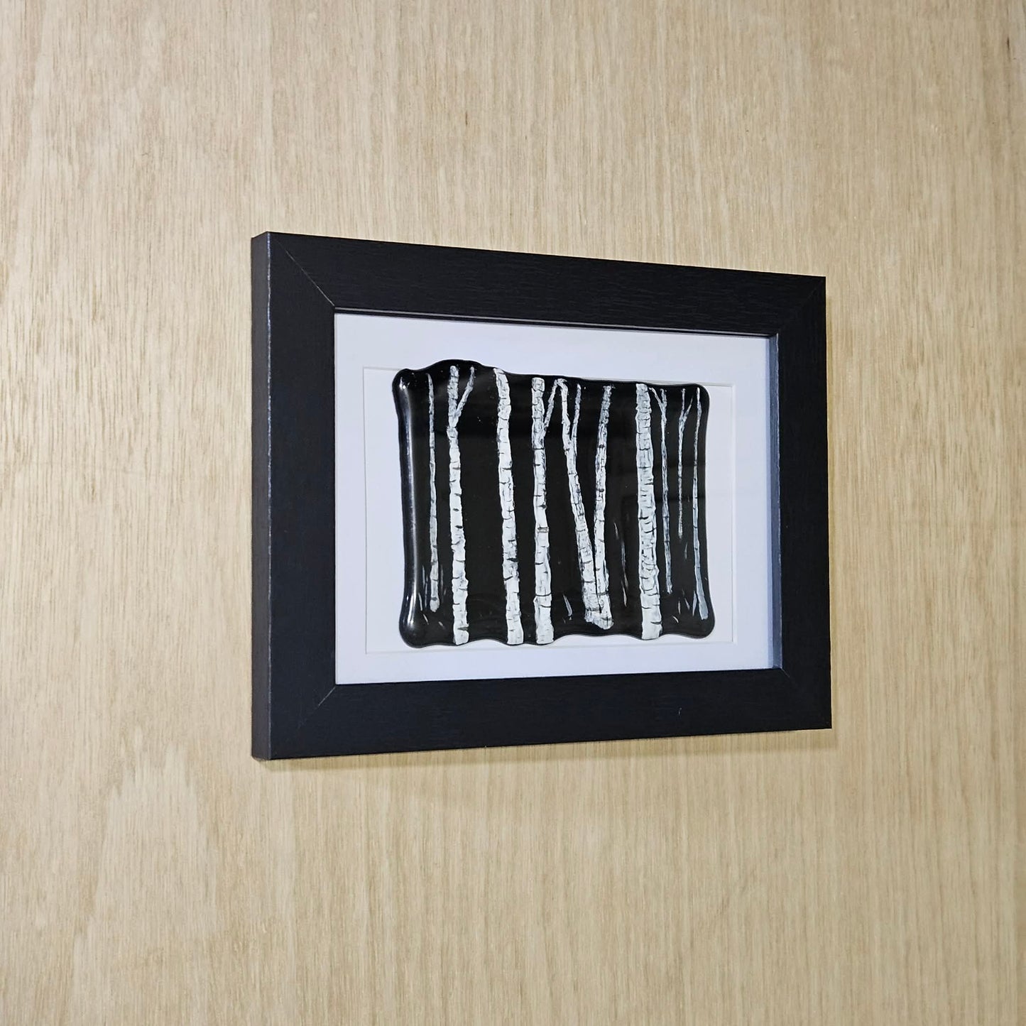 Framed Birch Tree Fused Glass Décor