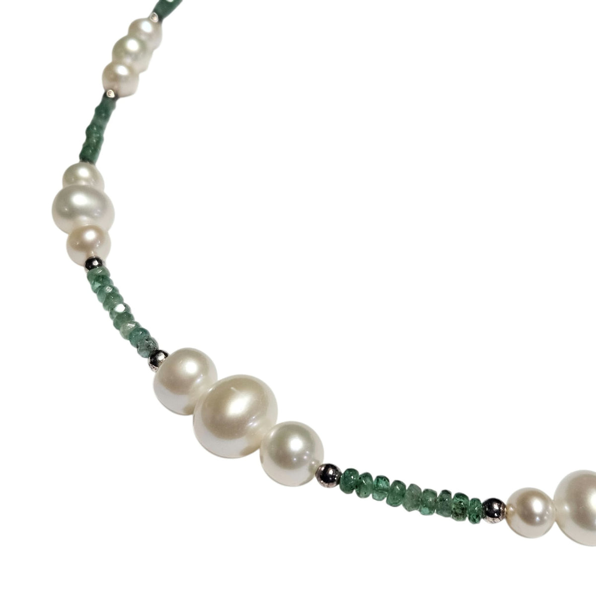 Sterling Pearl and Green Aventurine Necklace