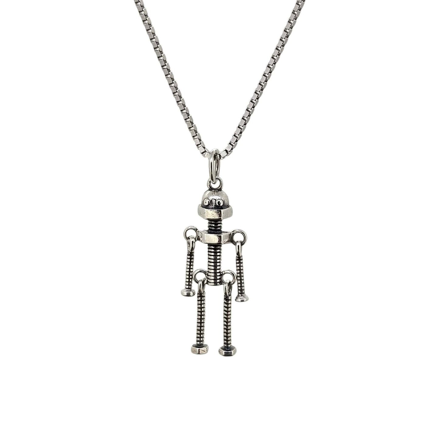 Sterling Robot Necklace