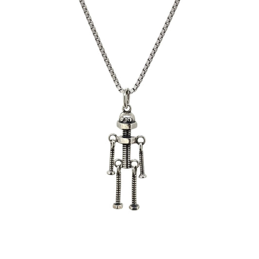 Sterling Robot Necklace