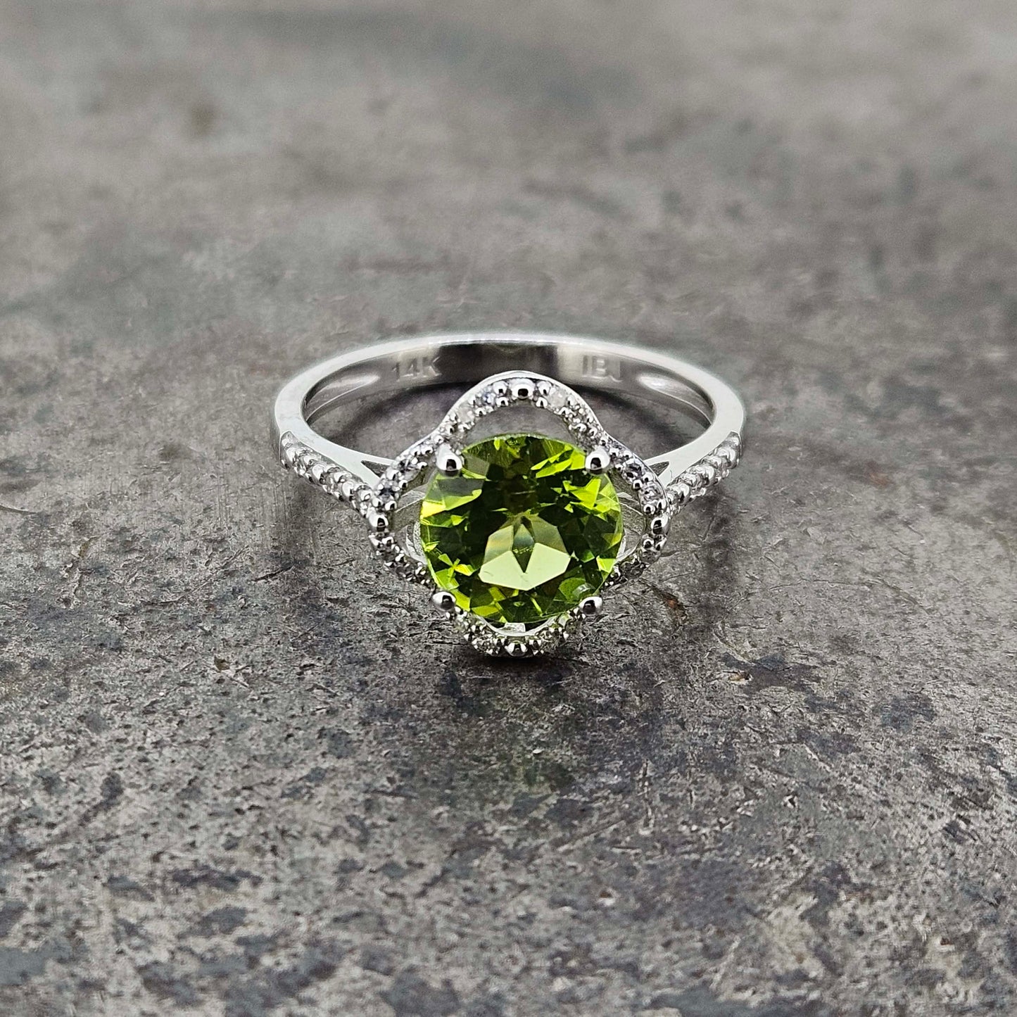 14k Peridot and Diamond Ring