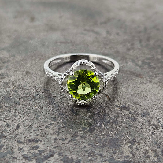 14k Peridot and Diamond Ring