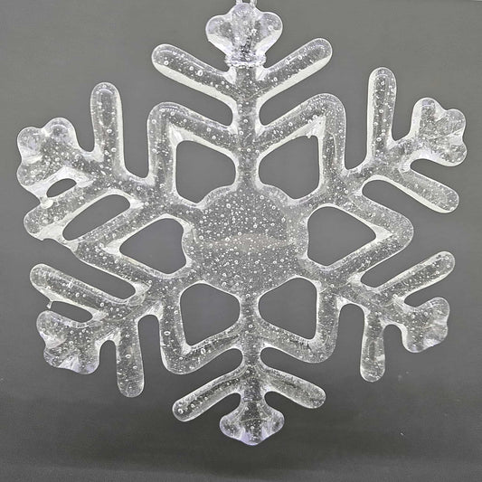 Clear Fused Glass Snowflake Ornament