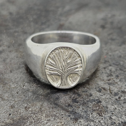 Handmade Sterling Men's Tree Ring