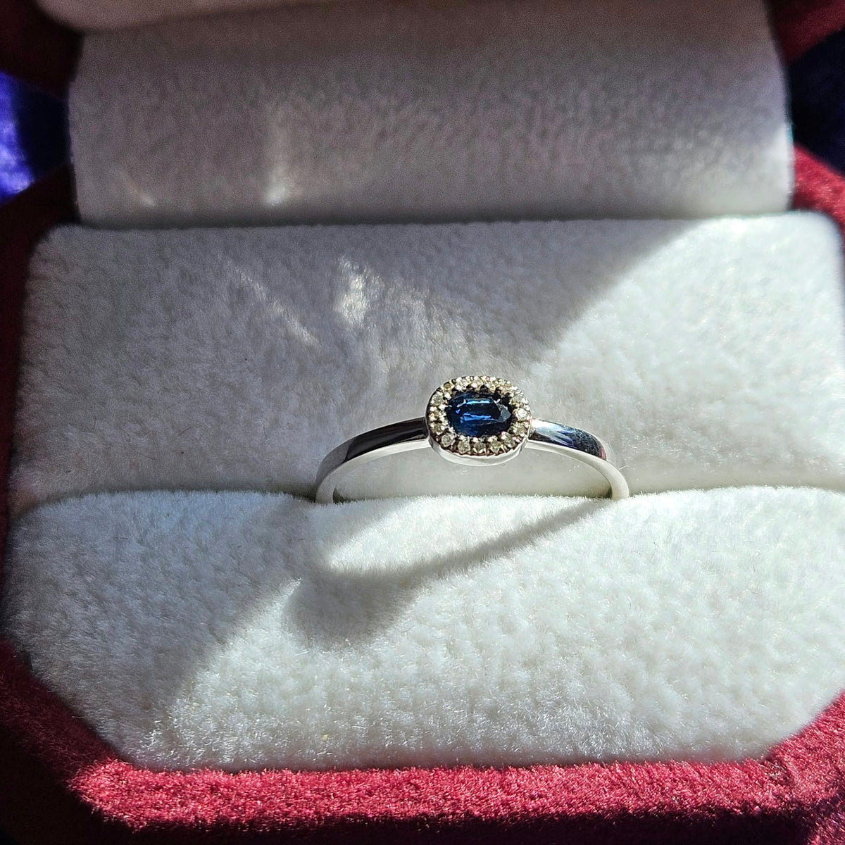 Petite 14k Sapphire and Diamond Halo Ring