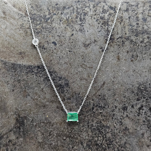 16-20" Emerald cut Emerald and Diamond Necklace