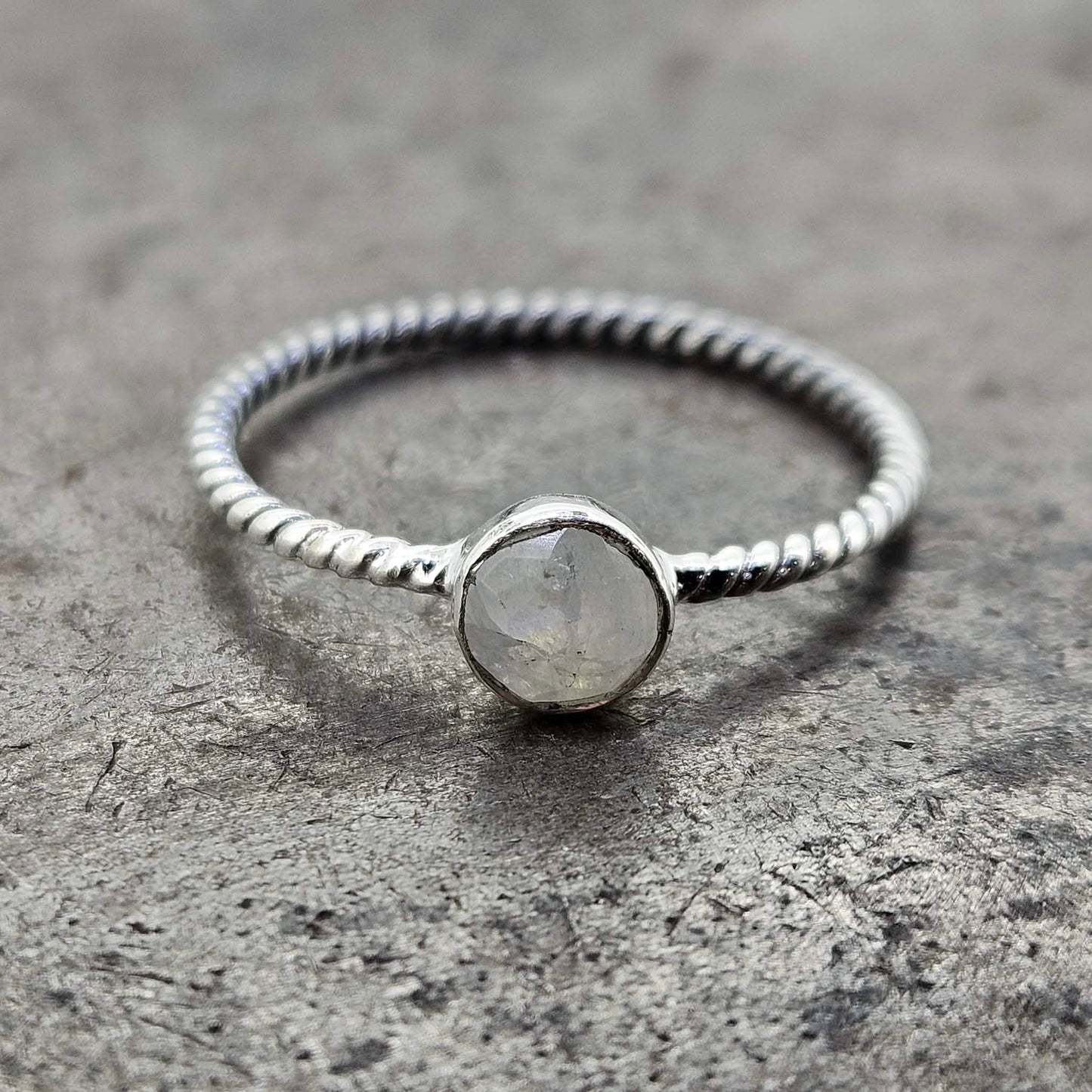 Bezel Set Gemstone Ring with Braided Band