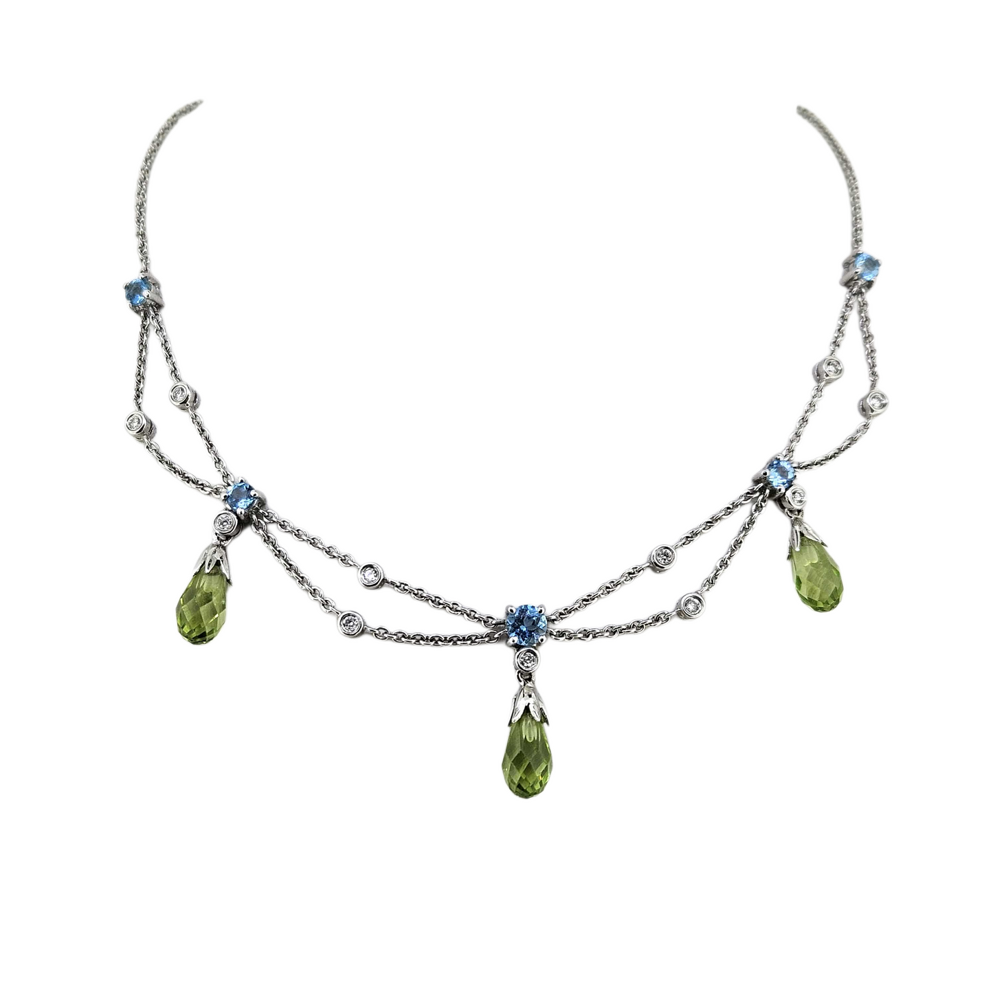 18k Peridot and Blue Topaz Necklace