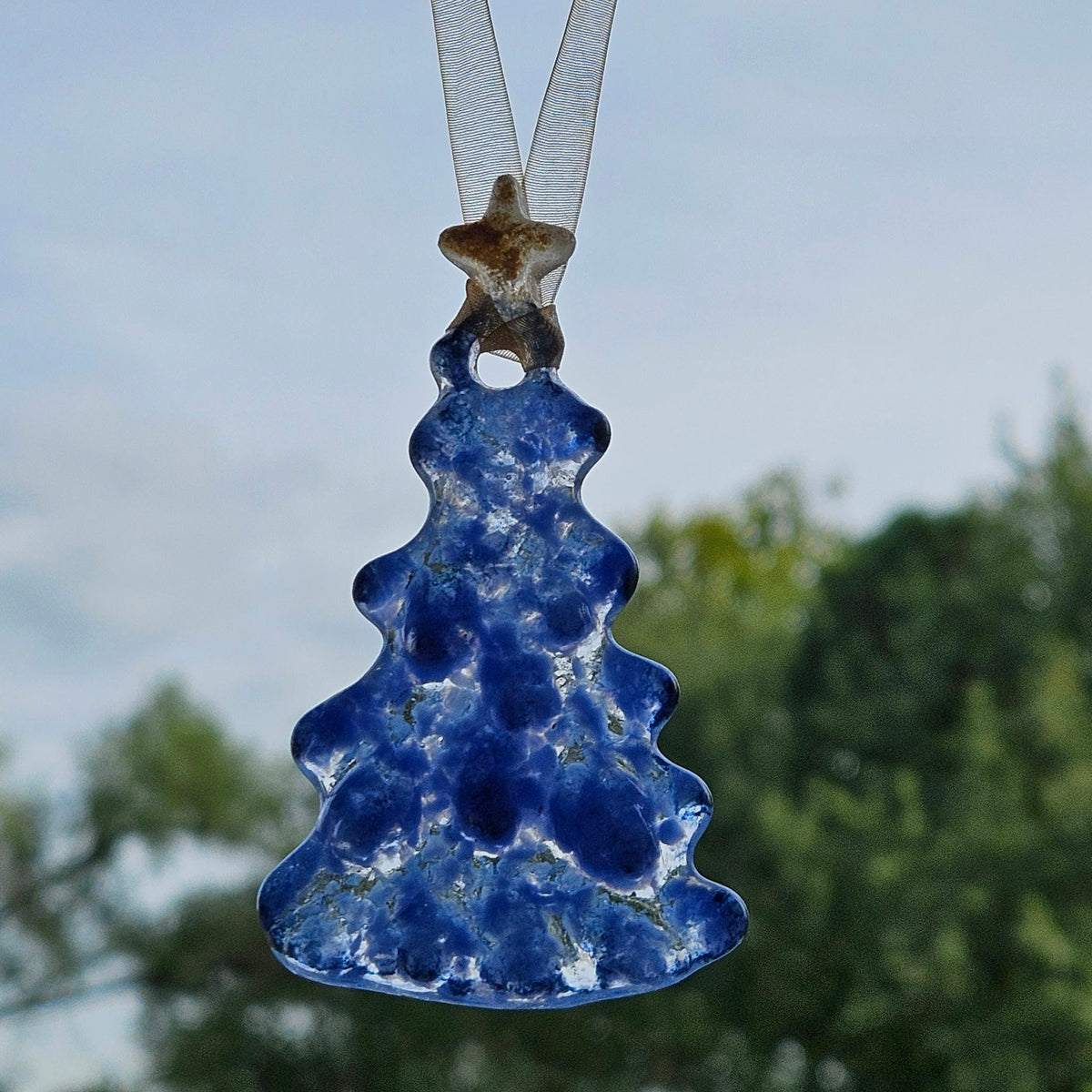 Handmade Fused Glass Christmas Tree Ornament