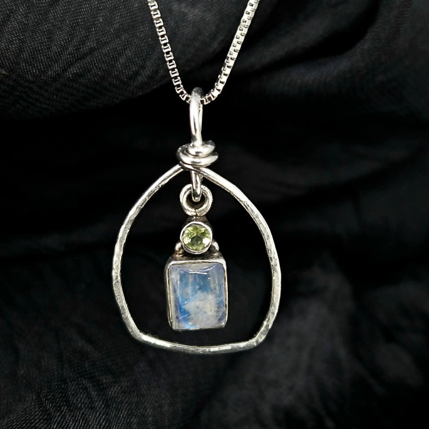 Sterling Moonstone and Peridot Necklace