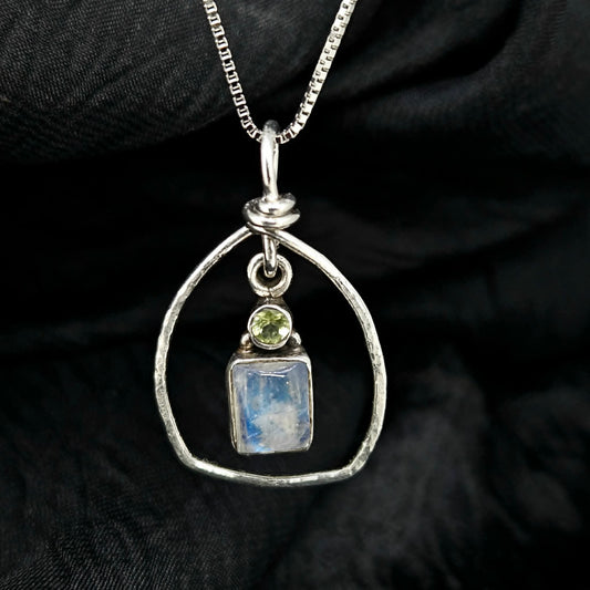 Sterling Moonstone and Peridot Necklace