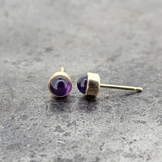 14k Bezel Set Amethyst Studs