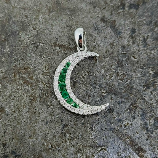 Emerald Cresent Moon Pendant "Pendant Only"