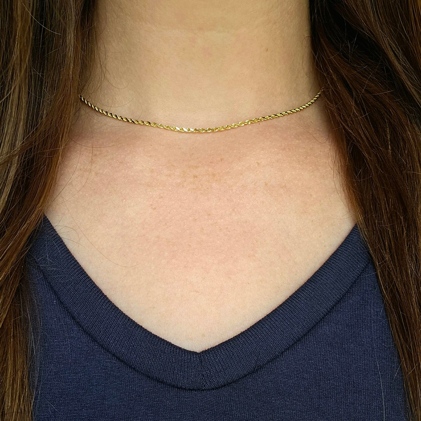 14k 16" Diamond Cut Rope Chain